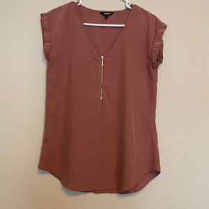 Express short sleeve zip blouse